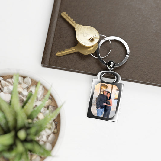 Personalized Rectangle Photo Keyring — Custom Metal Photo Keychain